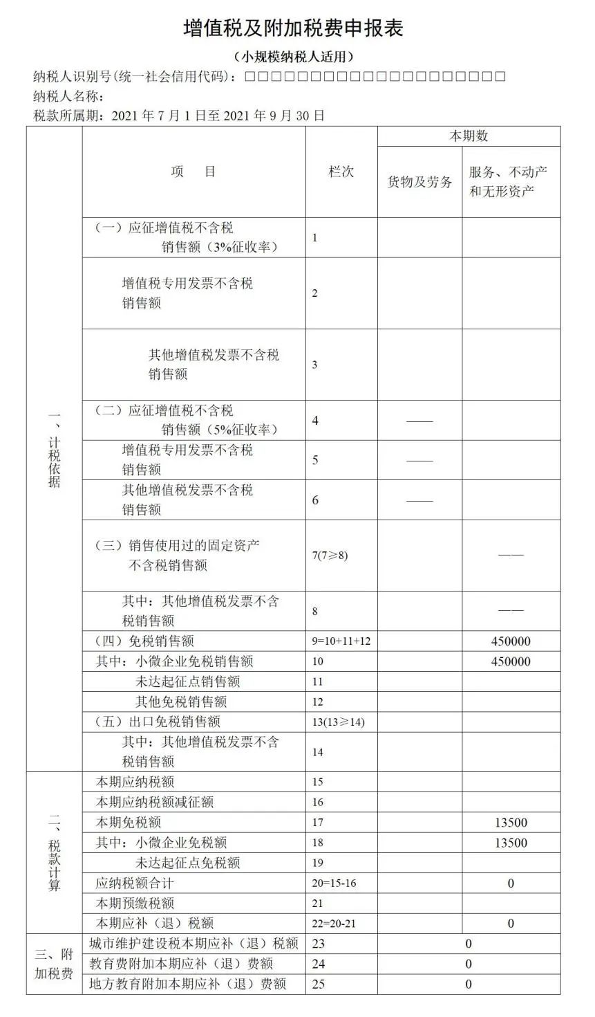 小规模纳税人新版增值税纳税申报表的填写(新加坡公司税务申报表填写)